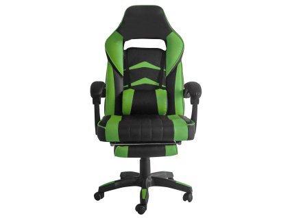 Aga Kancelářská židle s opěrkou nohou, černá/zelená, syntetická kůže/plast, výška 128 cm, výška sedáku 46-56 cm