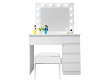 k15250 aga toaletni stolek se zrcadlem osvetlenim a elzasuvkou taburet matny bily 6666 1