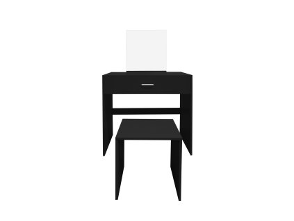 Aga Toaletní stolek s taburetem MRDT13-MB se zrcadlem, Černá, 80x40x148,5 cm