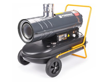 Mobilní naftové topidlo, ohřívač, 30 kW s odvodem splodin, termostatem a LCD displejem PM-NAG-30SKN, Powermat PM1013