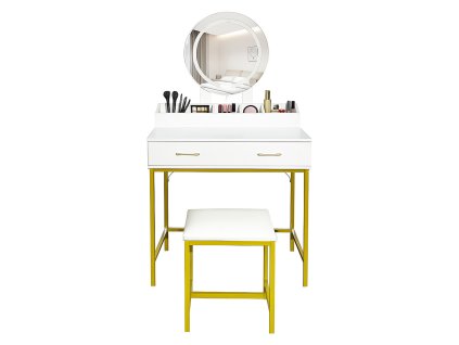 k22497 aga toaletni stolek se zrcadlem a osvetlenim taburet bily novinka 1