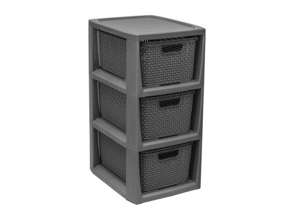 Regál se 3 šuplíky Rattan Grey BRANQ