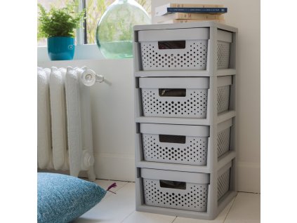 Ažurový regál se 4 šuplíky Infinity Grey 30 x 36 x 69 cm CURVER