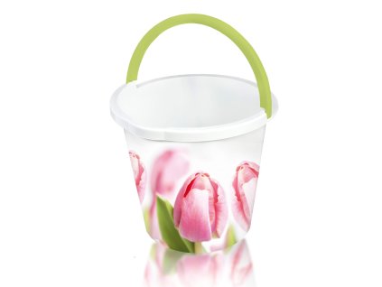 Plastový kbelík s potiskem Tulipán 10 l BRANQ