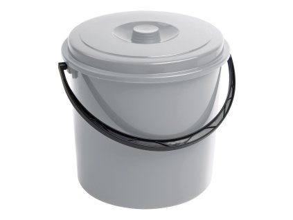 Šedý plastový kbelík s víkem 16 l CURVER