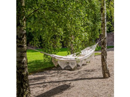 Houpací síť Ecru se střapci 200 x 100 cm PATIO
