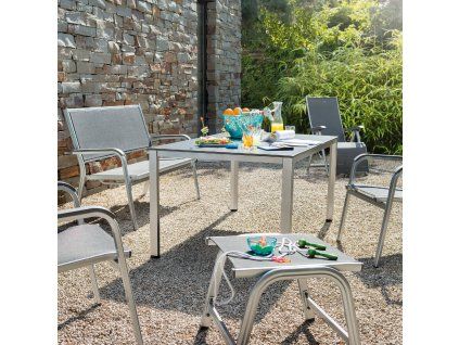 Hliníkový taburet stolek Basic Plus Antracit stříbrná