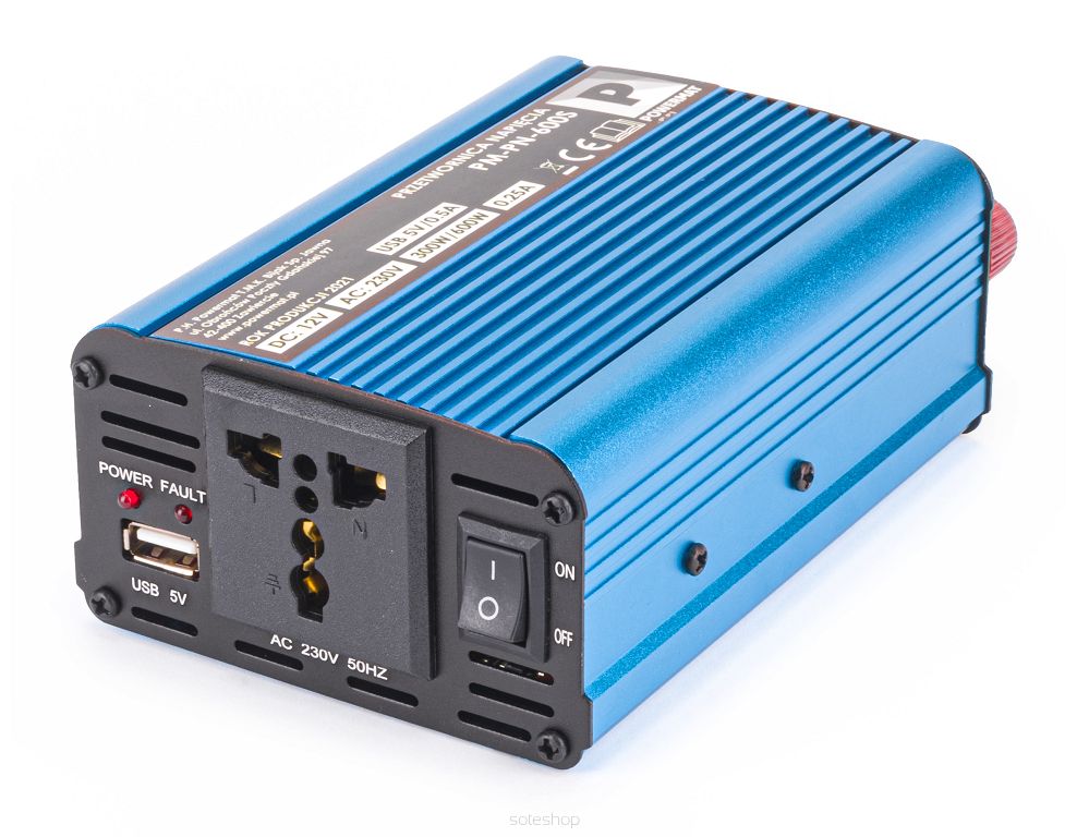 Měnič napětí do auta 12V 230V 600W PM1058