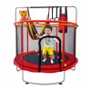 Trampolina dla dzieci ogrodowa siatka pilki koszykowka 150cm czerwona 182310