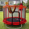 Trampolina dla dzieci ogrodowa siatka pilki koszykowka 150cm czerwona 182309