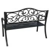 Lavička zahradní kovová černá zdobená s opěradlem 127 cm