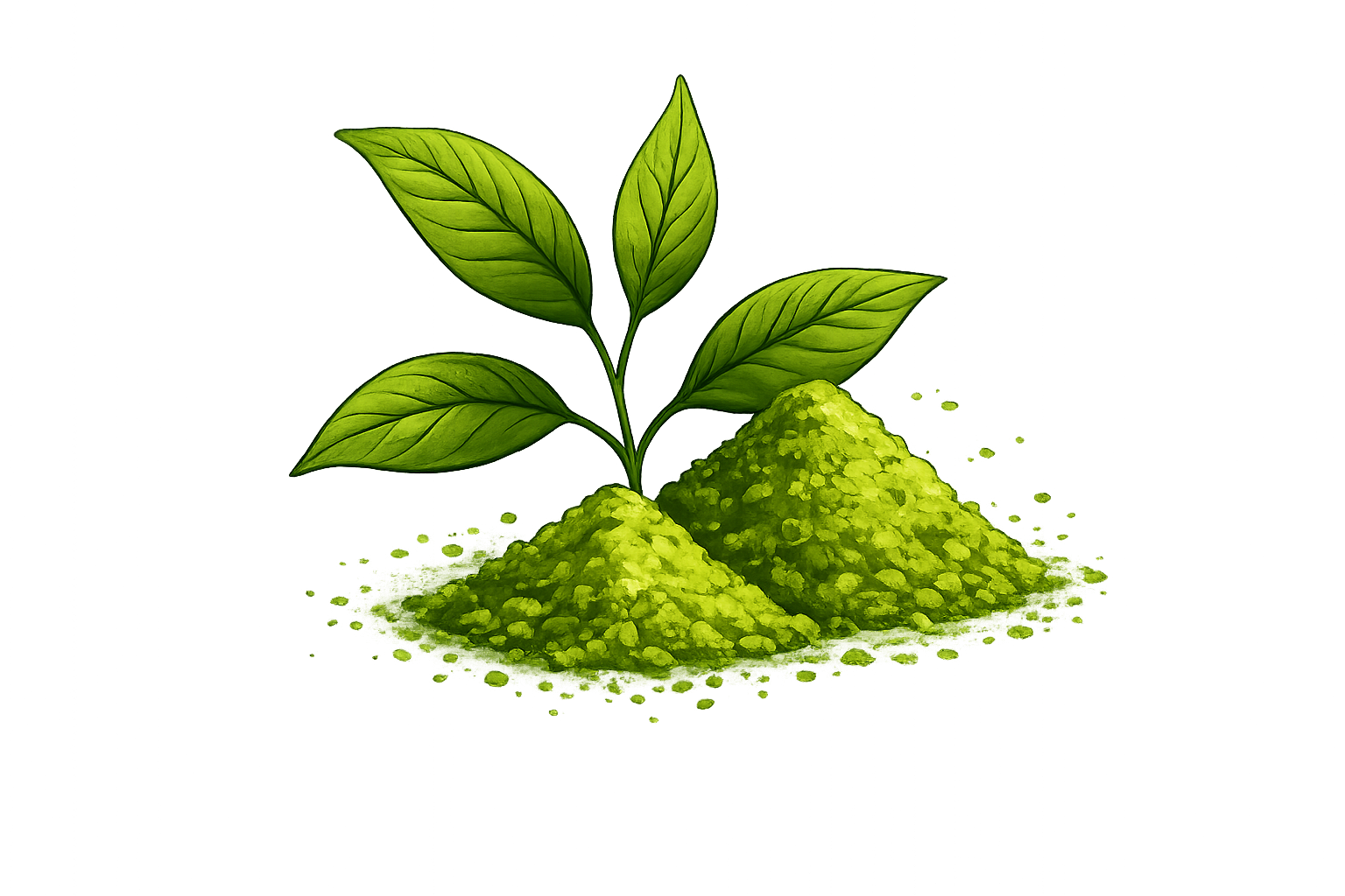 Rostlina matchy a čerstvě mletá matcha