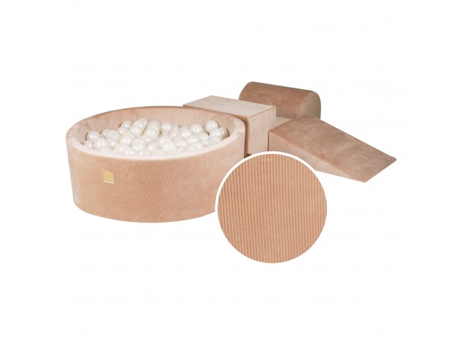 Pěnová hrací sada a domácí hřiště se suchým bazénkem (200 ks míčků) písková: perlově bílá