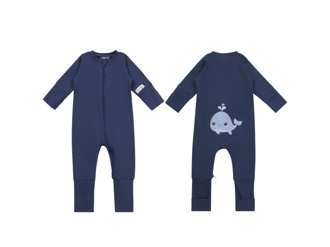 Moniel Dětský rostoucí overal Velryba Navy Blue