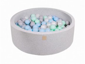 Suchý bazének s míčky 90x30cm s 200 míčky, světle šedá šedá, bílá, průhledná, mintová, modrá