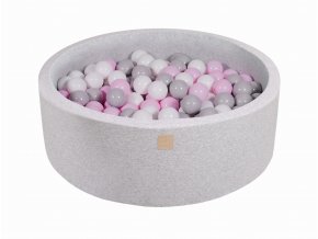 Suchý bazének s míčky 90x30cm s 200 míčky, světle šedá šedá, bílá, růžová (2)