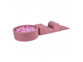 Pěnová hrací sada a domácí hřiště se suchým bazénkem (200 ks míčků) růžová: pastelově růžová
