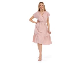 Moniel letní těhotenské a kojicí mušelínové šaty Pink růžové