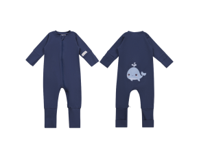 Moniel Dětský rostoucí overal Velryba Navy Blue