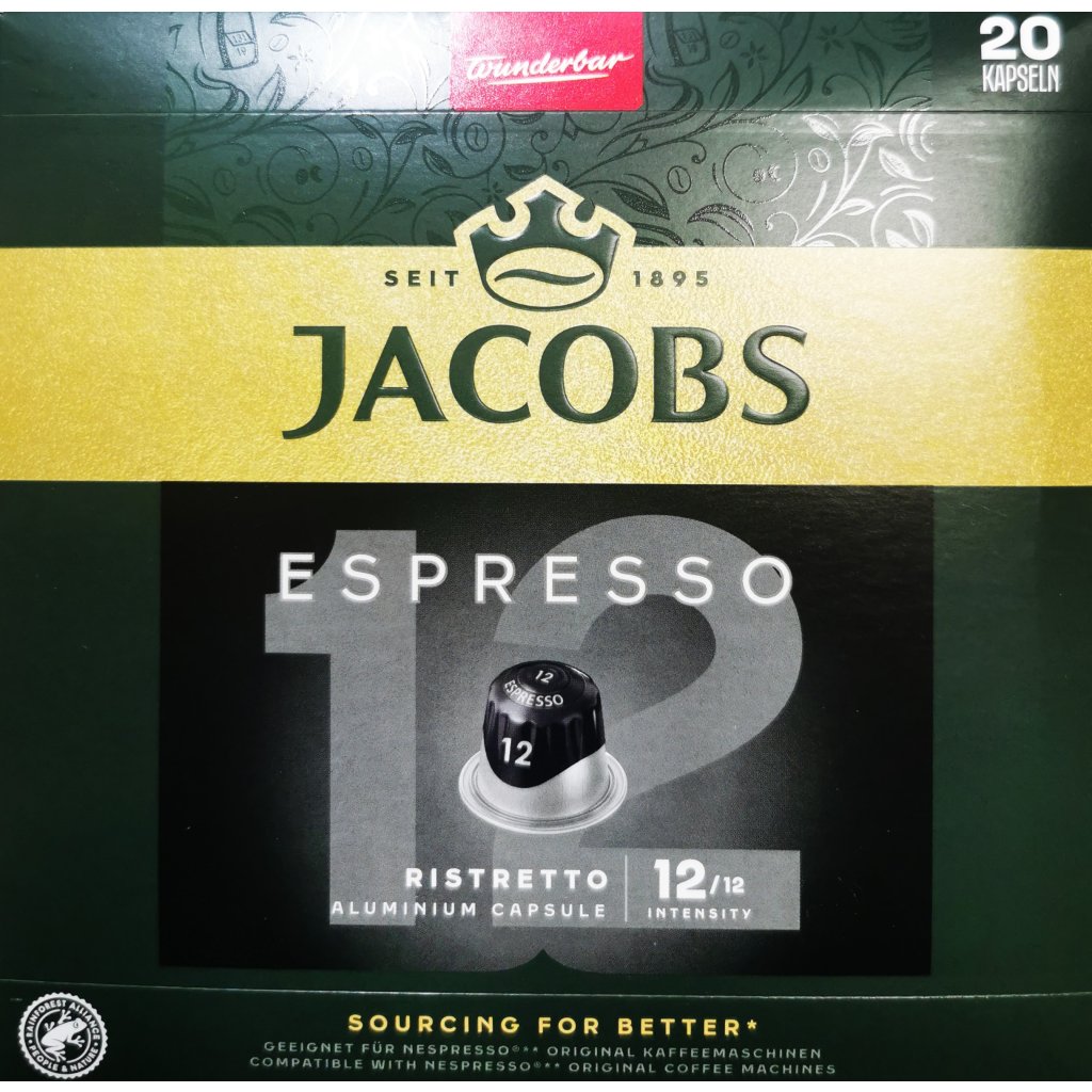 Nespresso kompatibilis Jacobs Espresso 12 Ristretto alumínium kapszula 20 adagos kiszerelésben - tomilla