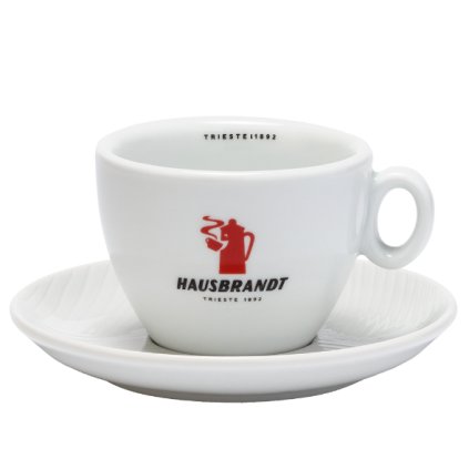 Hausbrandt šálek a podšálek na cappuccino červené logo 185 ml