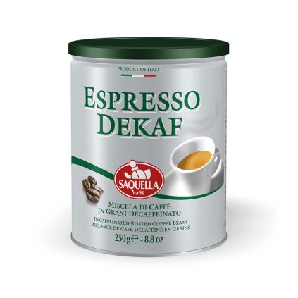 Saquella Espresso Dekaf zrnková káva dóza 250g