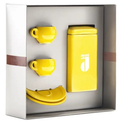 Danesi Duo Plus Set Yellow - Darková Kazeta Káva 250 g + 2 šálky a 2 podšálky - žlutá