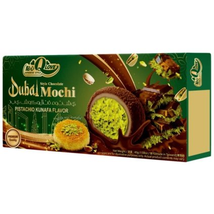 Qlove Japanese Cookies Dubai Chocolate & Pistachio Kunafa Deluxe Mochi 45g