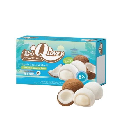 Qlove Japonské Koláčky Exotic Coconut Premium Filling Mini Mochi 80g