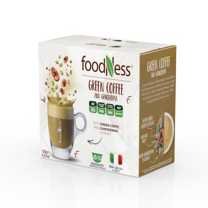 FoodNess Caffe Verde & Ganoderma zelená káva s houbou Reishi do Dolce Gusto 10 kusů kapslí