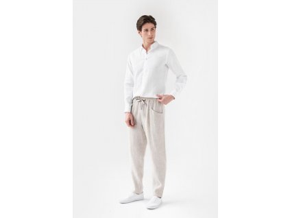 Truckee pants Pánské plátěné kalhoty TRUCKEE v přírodní melanžnatural melange Coronado shirt white front 640x960