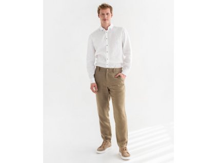 Pánské lněné kalhoty SOGLIO v barvě sušeného mechu