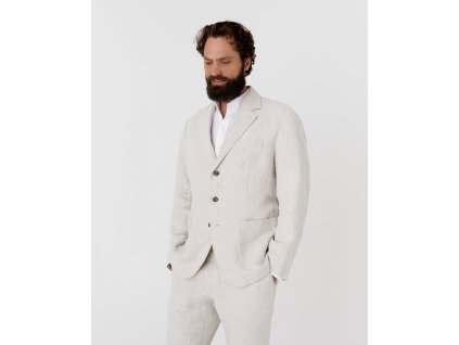 Pánský plátěný blazer SALVADOR v přírodní melanžové barvě
