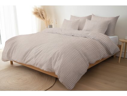 Lněné dětské povlečení z přírodního Kostkovaného lnu 135x100,40x60