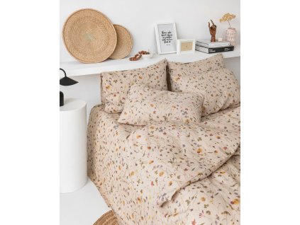 Sada povlečení na peřinu s botanickým potiskem z lnu (3 ks)