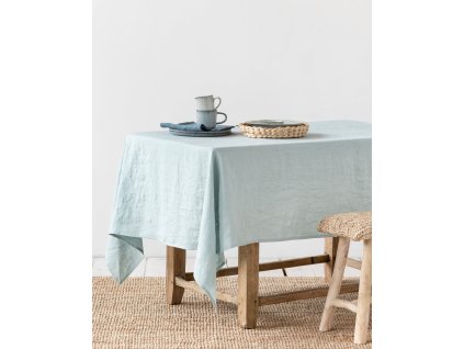Ubrus z lněného prádla v barvě zaprášené modré