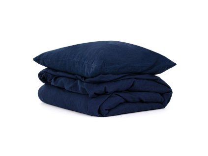 Lněné dětské povlečení Navy Washed 90x135, 40x60