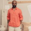 Linen Tales Closet Deep Sea Coral Linen Larch Shirt (2)