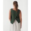 Lněný top TONGA s rozparkem na zádech v tmavě zelené barvě