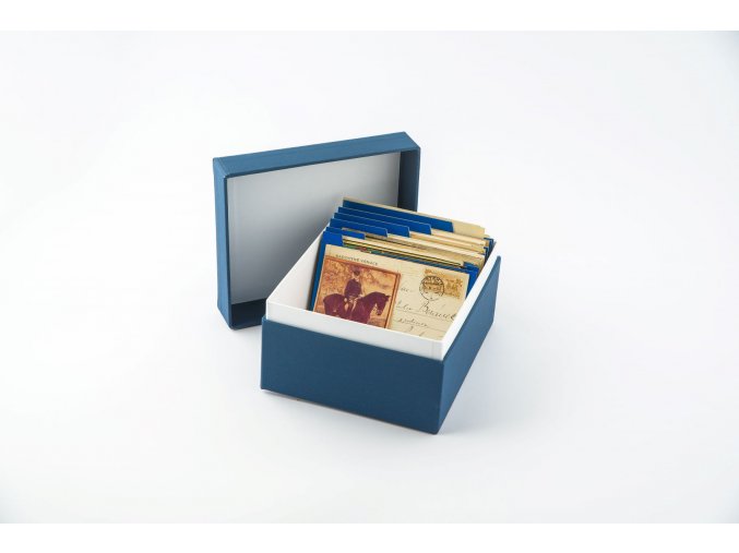 kartoteka na pohledy a5 box modra