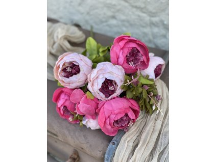 101.Peonia+hortenzia kytica ciklámen ružová2
