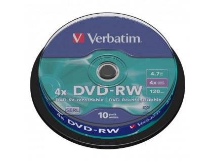106711 verbatim dvd rw 10 pack cake box 4x 4 7 gb 43552 datalife plus scratch resistant