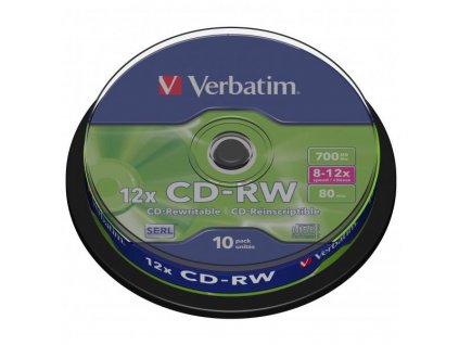 106729 verbatim cd rw 10 pack cake box 8x 12x 700mb 43480 datalife plus scratch resistan