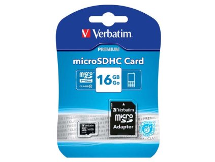 Verbatim Micro SDHC Card+adaptér,16GB, SDHC, 44082, high speed Class 10, pro archivaci dat