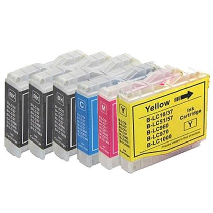 ** Sada 6 inkoustů Brother LC-1000 / LC-970 CMYK kompatibilní se slevou 15 % !!