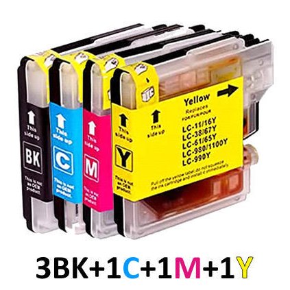 ** Sada 6 inkoustů Brother LC-1100 / LC-980 CMYK kompatibilní se slevou 15 % !!