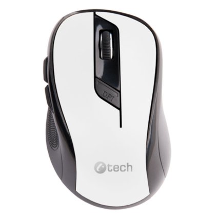 C-TECH bezdrátová optická myš WLM-02W,  1600 DPI,  černo-bílá, 6 tlačítek