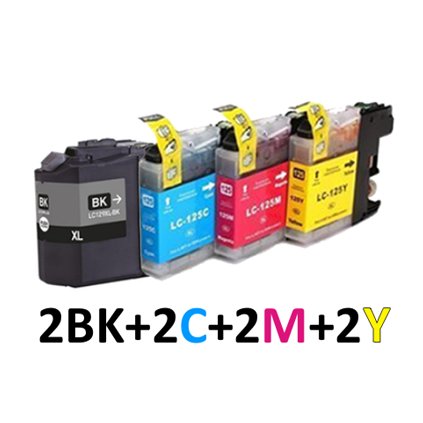 ** Sada 8 inkoustů LC-129XL BK, LC-125XL CMY do Brother se slevou 18 % !!