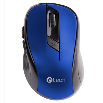 C-TECH bezdrátová optická myš WLM-02B,  1600 DPI,  černo-modrá, 6 tlačítek