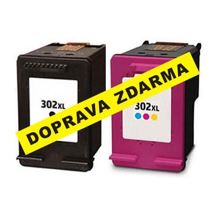 Inkousty HP 302XL / F6U68AE + F6U67AE kompatibilní, černý + barevný, sada